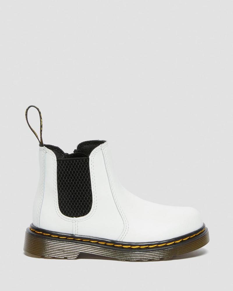 Dr Martens Toddler 2976 Læder Chelsea Støvler Børn Hvide | DK 669ZUT